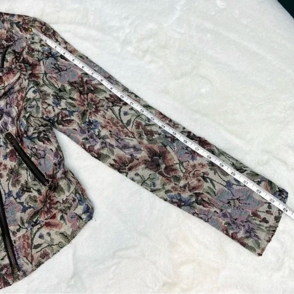 Free People Floral Tapestry Moto Jacket Size 10 - Multicolor/Cream/Pink/Tan - Picture 7 of 12
